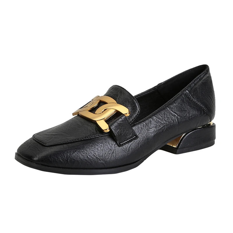 

2021 Spring Summer Fashion Women Safety Casual Loafers Shoes Vintage British Style Brand Shoes Leather High Quality New Arrive