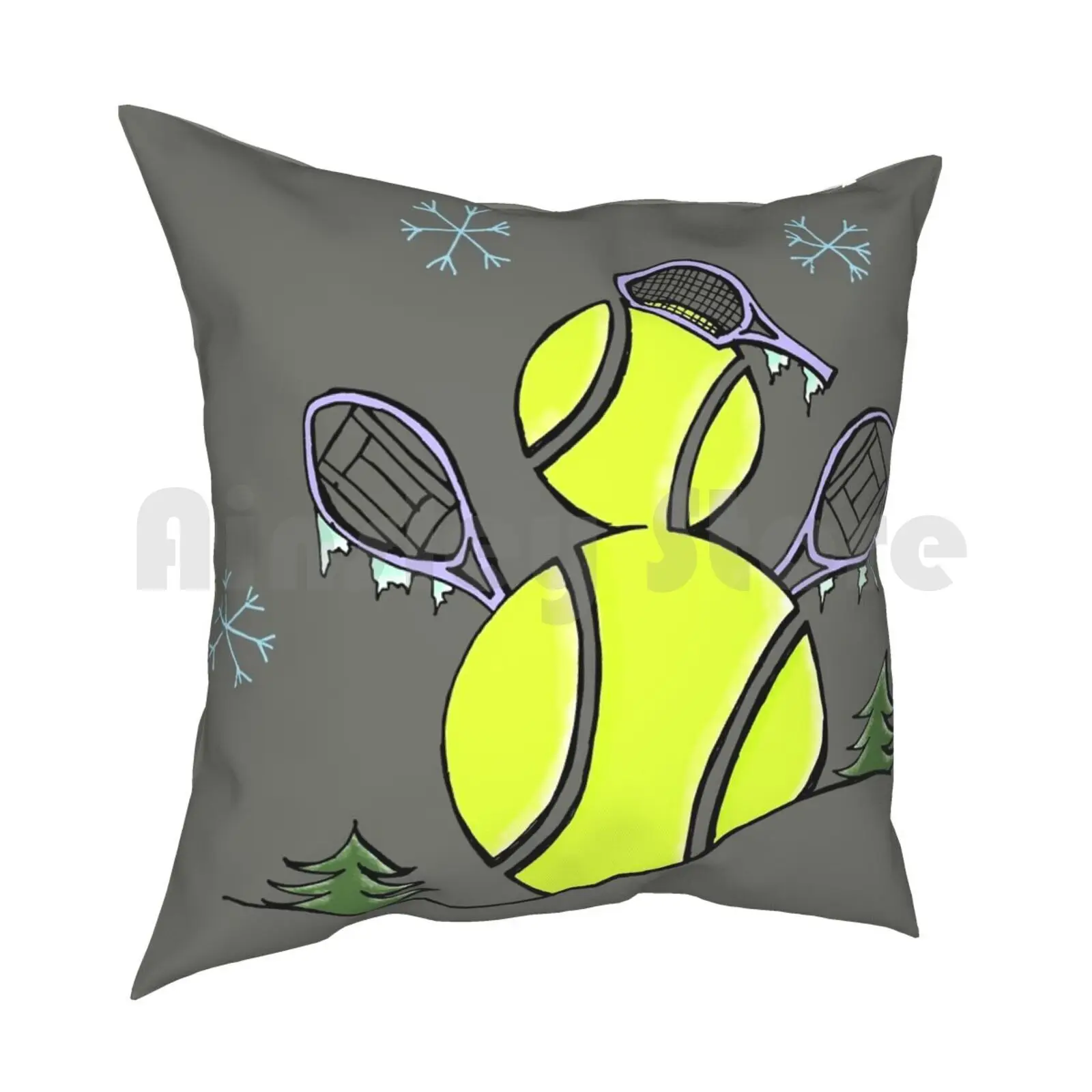 Теннисный мяч снеговик с ракетки для настольного тенниса зимой подушка чехол