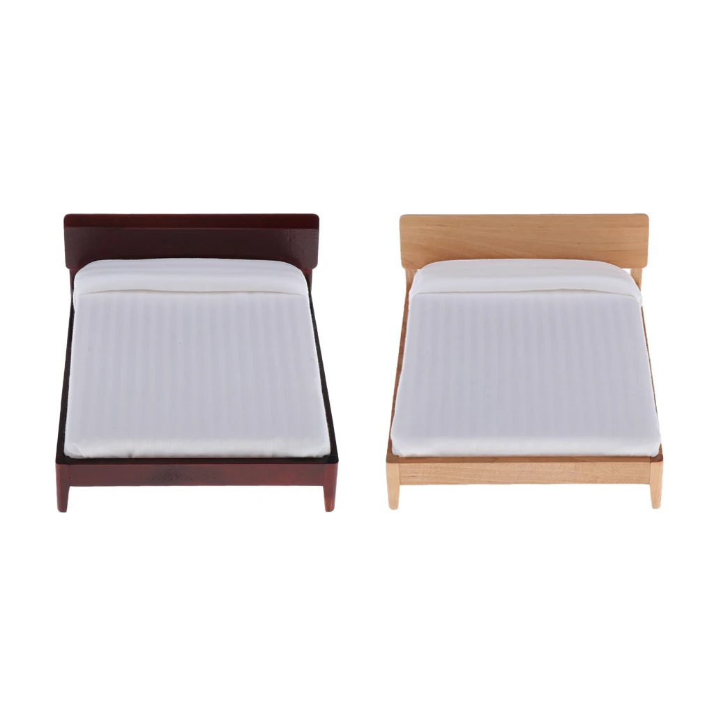 Набор мебели для кукольного домика в масштабе 1:12 деревянная кровать и Белая