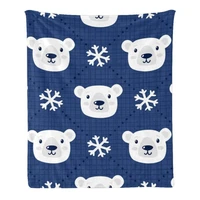 personalized kids fleece blanket custom cute polar bears winter blue baby throw blanket for bed 150x220cm