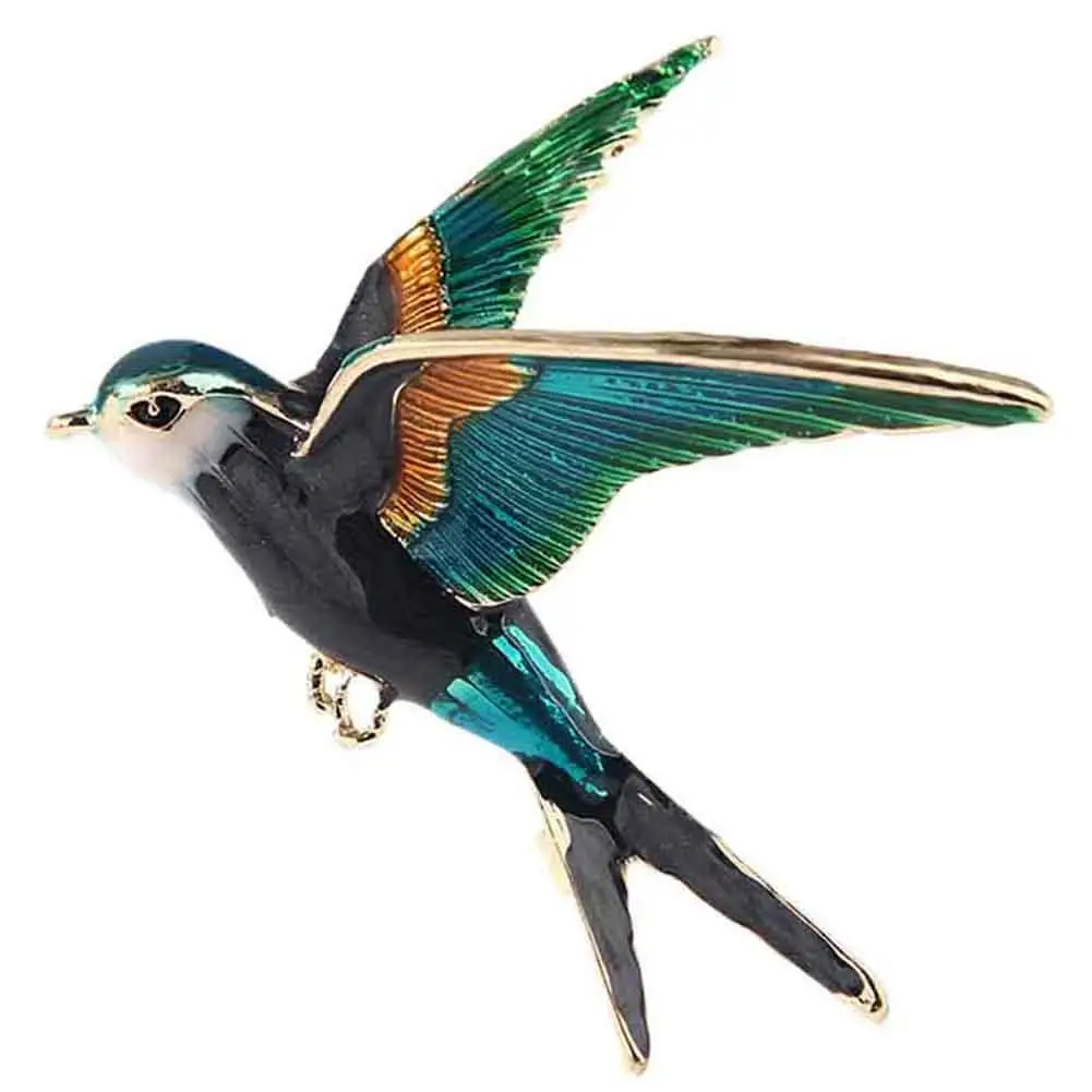 Женская брошь в форме ласточки Классическая эмалированная металлическая из