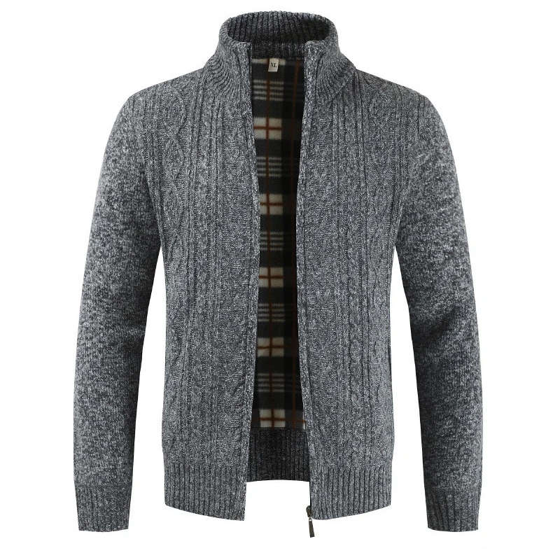 Мужской толстый флисовый зимний свитер кардиган Осенний вязаный Повседневный на