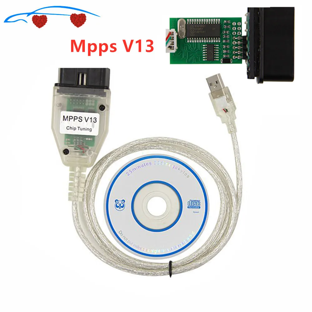 ECU MPPS V13.02 прошивка V13 v16 чип тюнинг 12 В OBD2 Диагностический Сканер Кабель USB порт OBDII