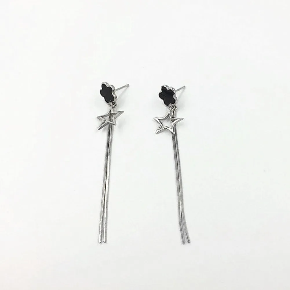 

Fashion S925 Sterling Silver Drop Earrings with Long Section Tassel Flower & Star for Women Party Elegant Luxury Jewelry HBE783