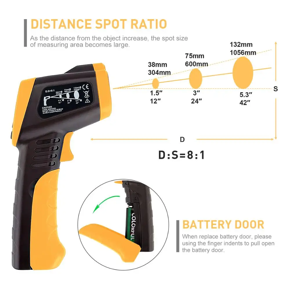 HoldPeak HP 981C инфракрасный термометр для измерения температуры 30 ~ 550'c / 22 1022'f