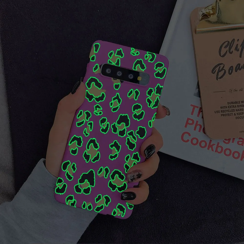 Рамочный чехол с леопардовым принтом ПК чехол для samsung Galaxy A50 A30 A70 A7 A6 A8 светящийся чехол для телефона S7 край S8 S9 S10 Примечание 10 плюс Чехол