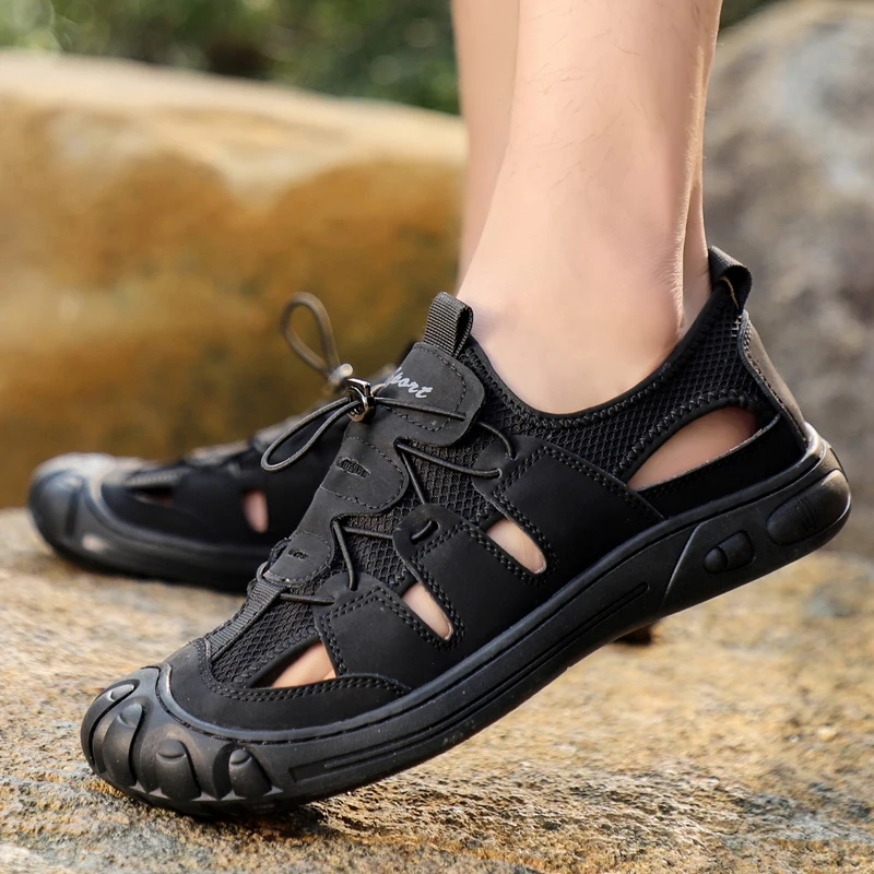 

Мужские сандалии из натуральной кожи, Коричневые босоножки в римском стиле, Повседневная пляжная обувь, размеры 38-44, для лета, 2021
