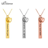personalized custom bar name necklace stainless steel heart pendant necklaces women men gold engraving nameplate choker necklace