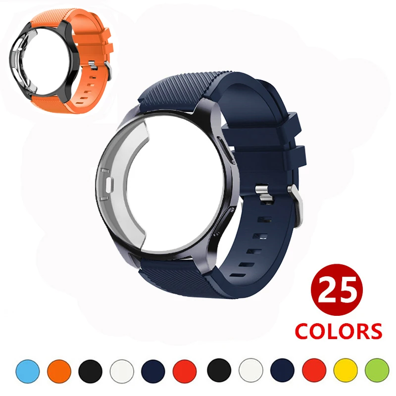 

Силиконовый чехол и ремешок для Samsung Galaxy watch 46 мм/42 мм, ремешок для Gear S3 Frontier band, спортивный ремешок для наручных часов + защитный чехол для час...