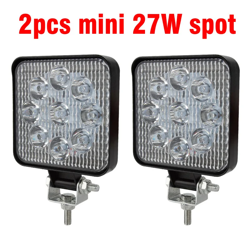 2pcs Min 27W Spot OKEEN мини 16 светодиодный 27 Вт 48 Вт светодиодный рабочий светильник квадратный Точечный светильник 12 В 24 В внедорожный светодиодный светильник для грузовика внедорожный 4X4 4WD автомобиль внедорожник ATV - Цвет: 2pcs Min 27W Spot