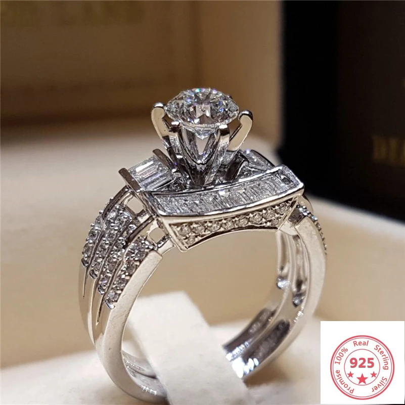 Марка Серебро 925 ювелирные изделия кольца из алмаза для женщин модные Anillos De Bizuteria