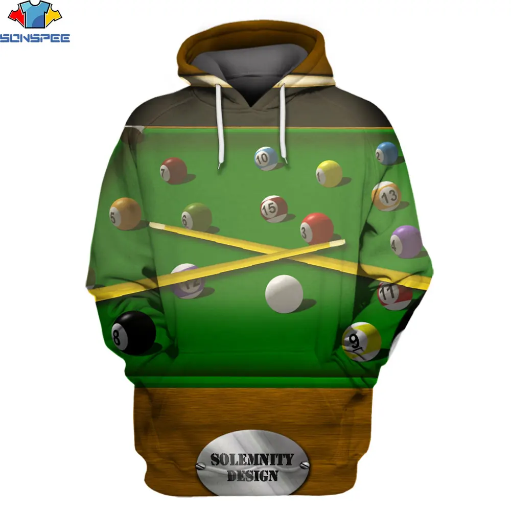 

SONSPEE 8 Ball Men's Hoodie Billiard Cue Sports Billiards Sports Round Neck Long Sleeve High Quality Oversized Loose Hoodie