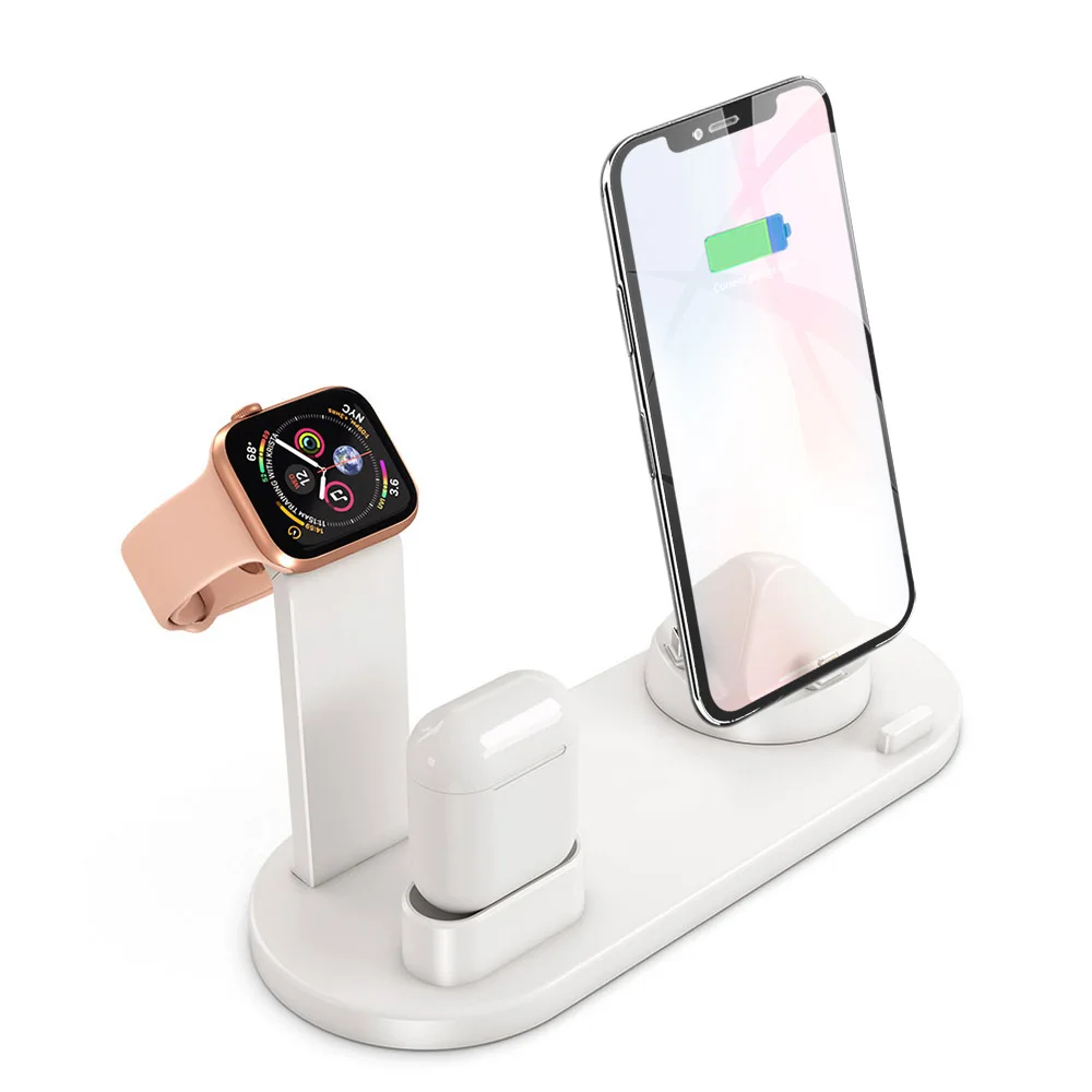 Without Wireless FDGAO Qi Беспроводная зарядная станция для Apple Watch iPhone 11 X XS XR MAX 8 7 6s Plus Airpods 10 Вт быстрая зарядная док-станция с держателем - Цвет: Without Wireless