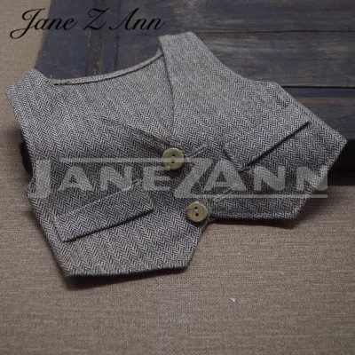 Jane Z Ann новорожденный реквизит для фотосъемки создание джентльменов костюм шляпа очки младенческой DIY реквизит студия аксессуары - Цвет: khaki vest