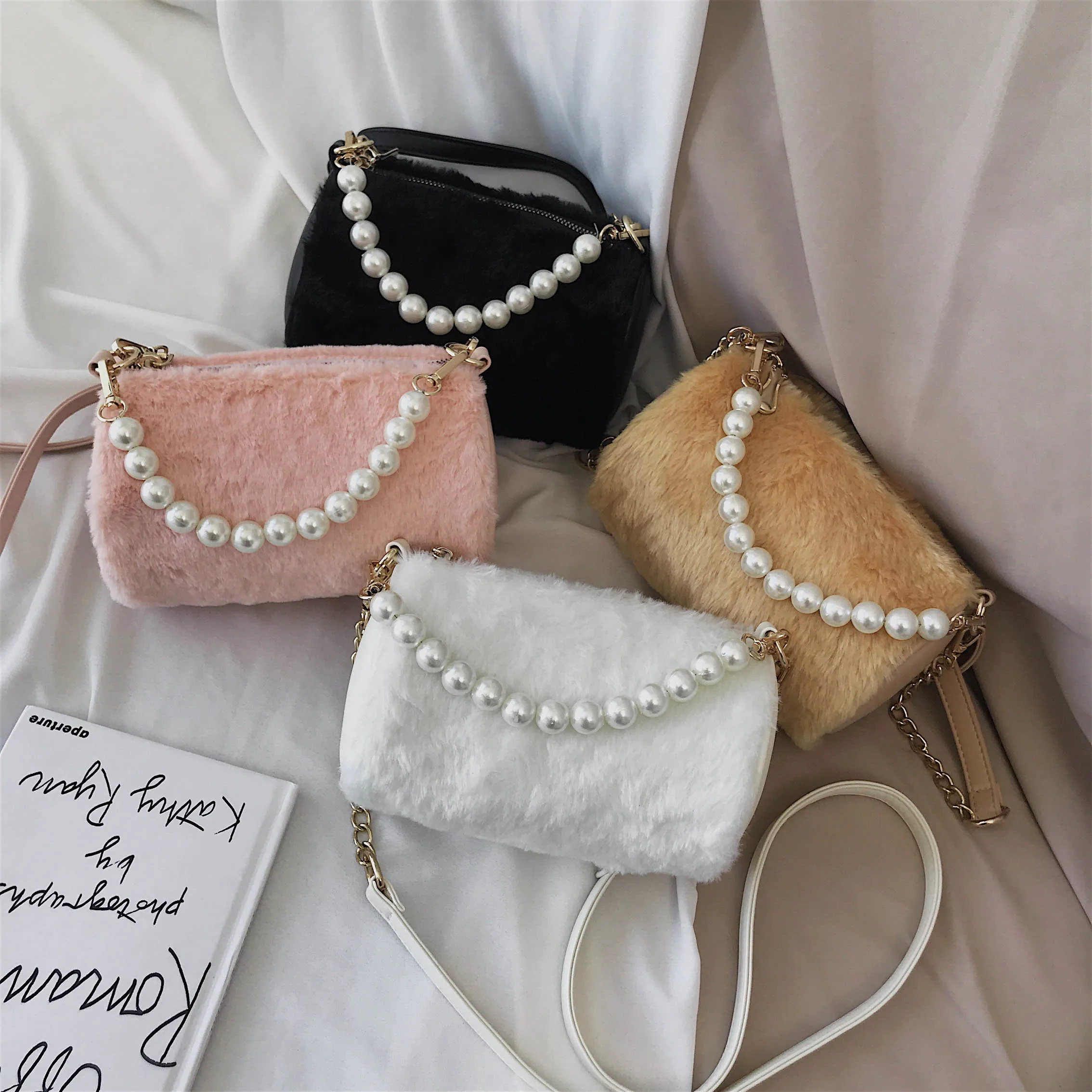 Розовые сумки из искусственного меха Новинка Осень зима мягкая женская сумка на