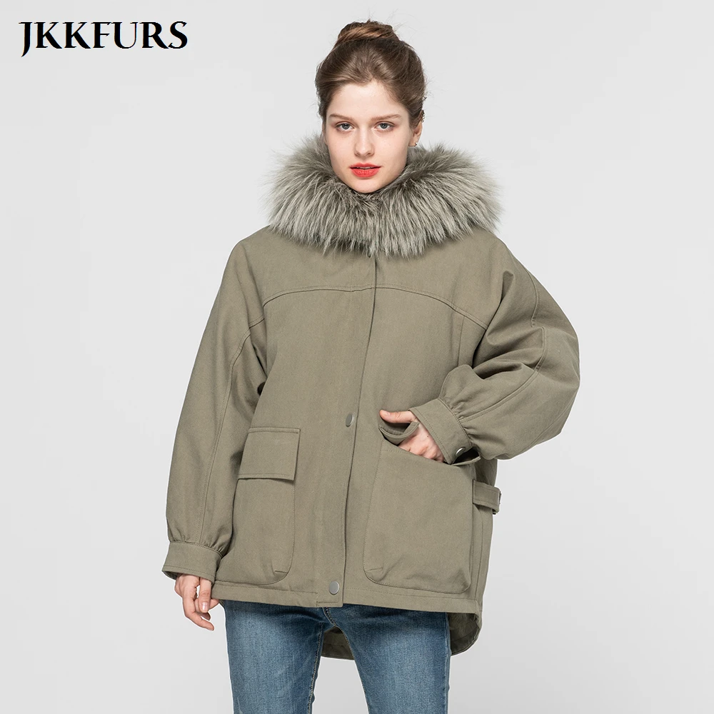 Женская парка на натуральном меху теплая Толстая куртка с подкладкой из