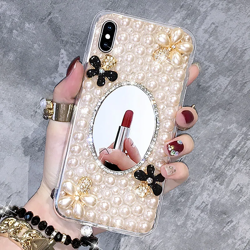 

Pearl Cover For iPhone X Xr Xs 11 12 Pro Max 8 7 6S 6 Plus SE 2020 12 Pro Diamond Fashion Phone Cover 12 mini Case women