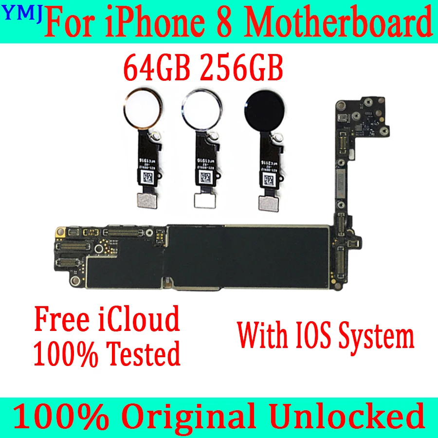 100% разблокированная Логическая плата для iPhone 8 оригинальная материнская с/без Touch