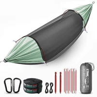 3 in 1 function portable double outdoor camping hammock set with support mosquito net shade tent garden swing hiking shelters