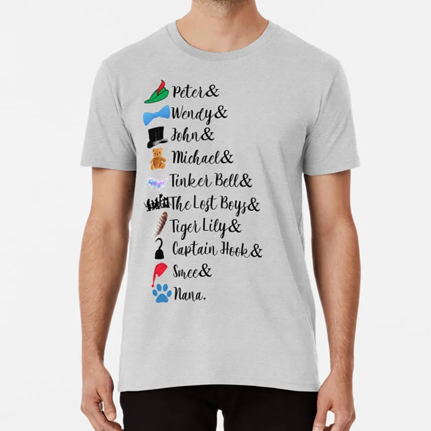 Футболка с именами Питер Пэн Венди Дарлин j m Барри нетлэнд книги Книжный
