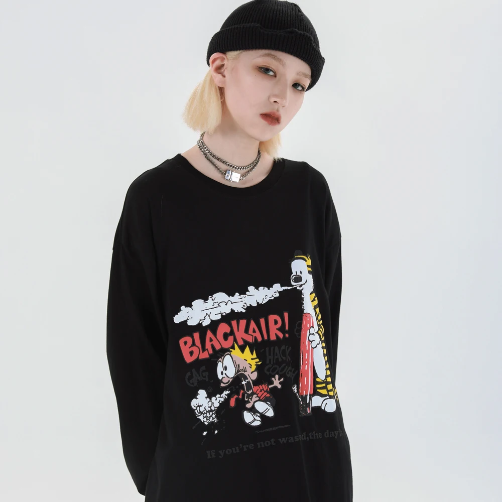 Свитшот с забавным мультяшным принтом курения Женская/Мужская одежда футболка