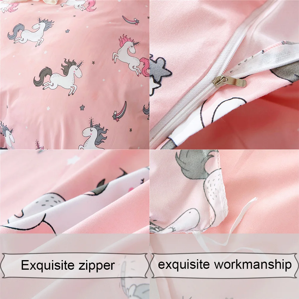 Комплект постельного белья с изображением розового единорога Детский комплект