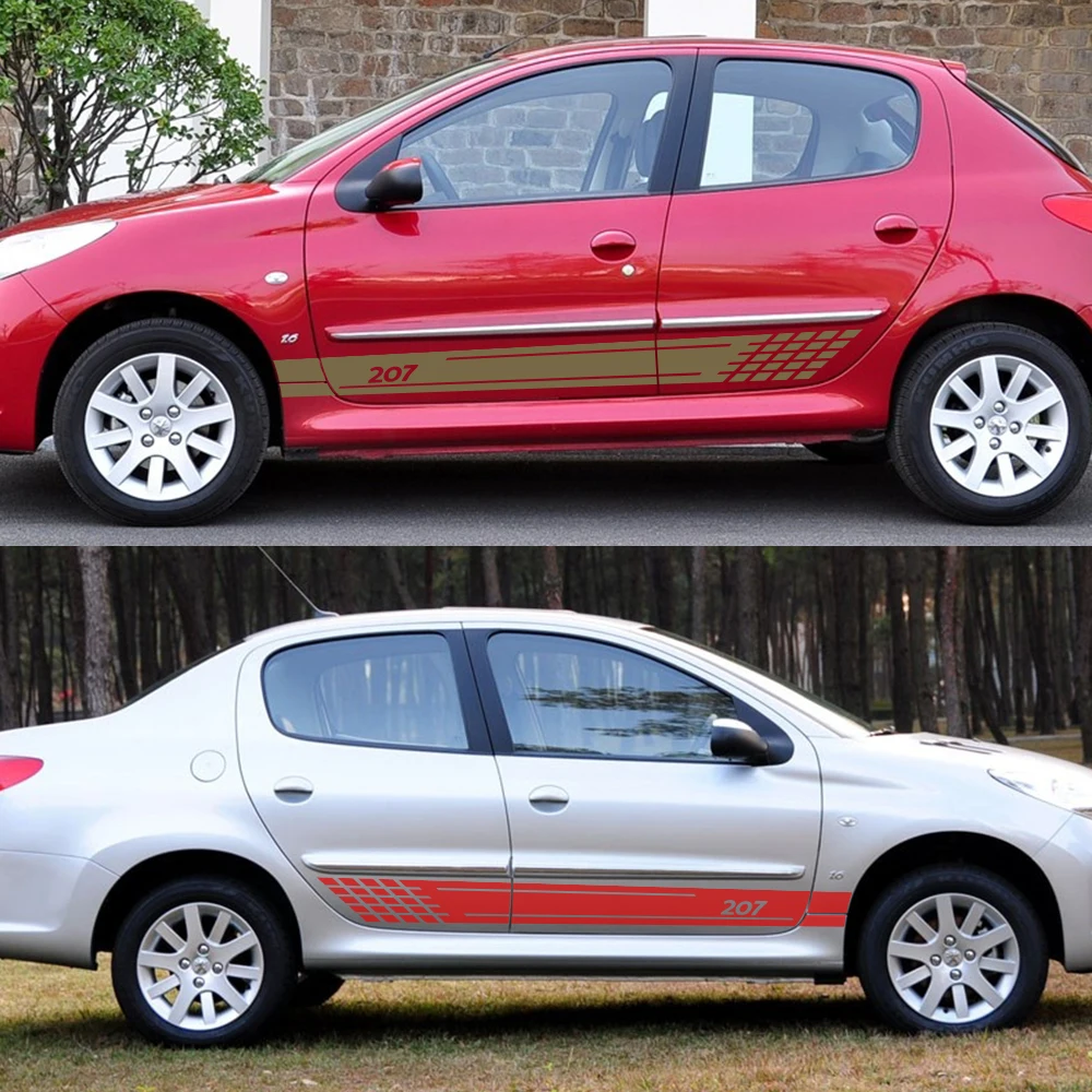 2 шт. наклейки на дверь и боковую юбку для Peugeot 207|Наклейки автомобиль| |