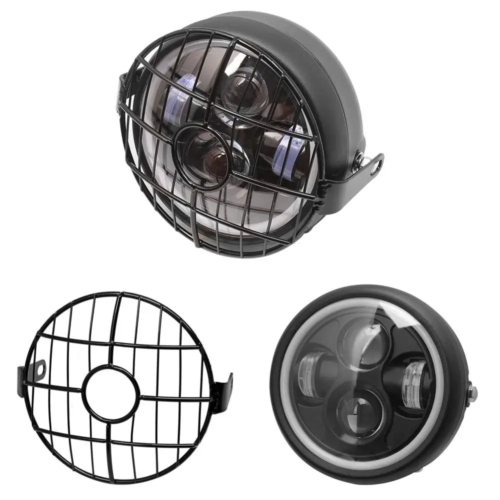 Черный Ретро 6 5 &quotдюймовый мотоцикл светодиодный фара кафе гонщик универсальная