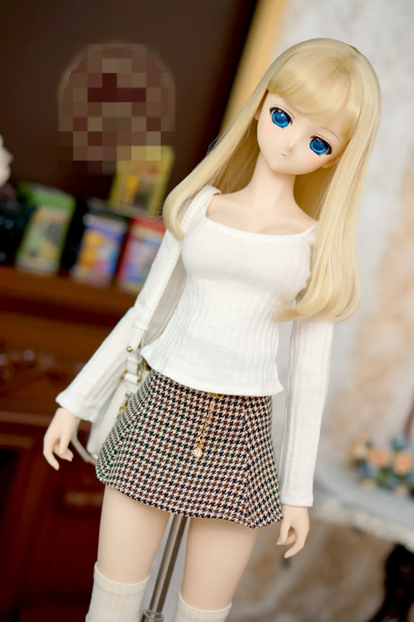 Милый свитер с круглым воротником + клетчатая юбка для куклы BJD 1/4 MSD 1/3 SD16