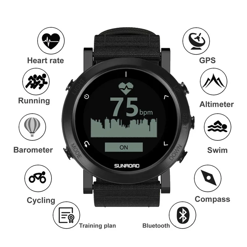 Умные спортивные часы с GPS цифровые наручные Bluetooth пульсометром высотомером