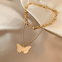 womens necklaces 2021 trend gold color neck chain butterfly pendant woman accessories gothic style women necklace jewelry