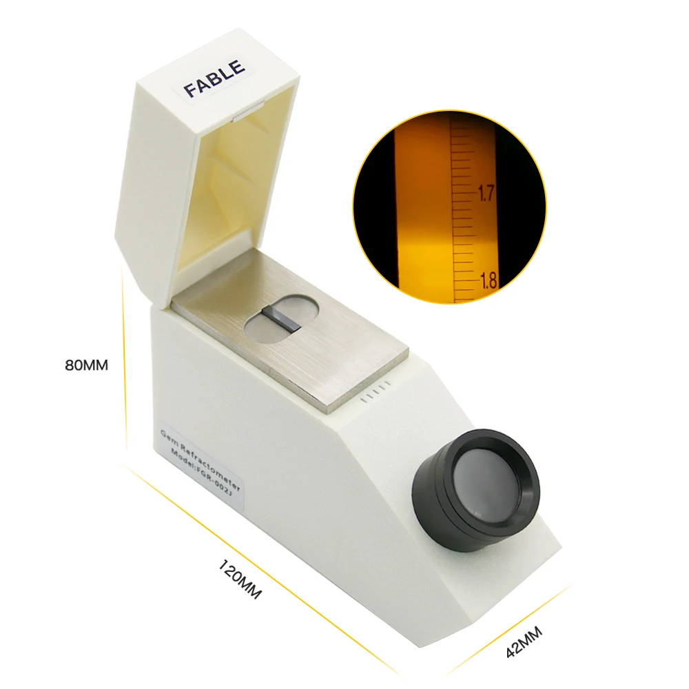 

Fable Jewelry and Gem Refractometer with Testing Rang of 1.35 - 1.85 with CZ testing prism