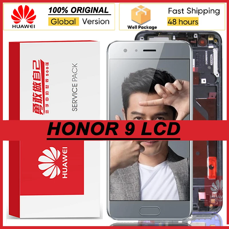 100% Оригинальный 5 15 ''IPS дисплей с рамкой для Huawei Honor 9 ЖК сенсорный экран