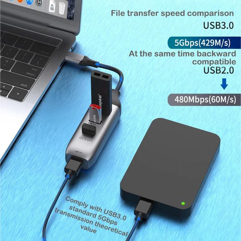 Привет-Скорость адаптер usb-хаб мини TYPE-C USB 3 0 4-Порты и разъёмы Splitter Компьютерная