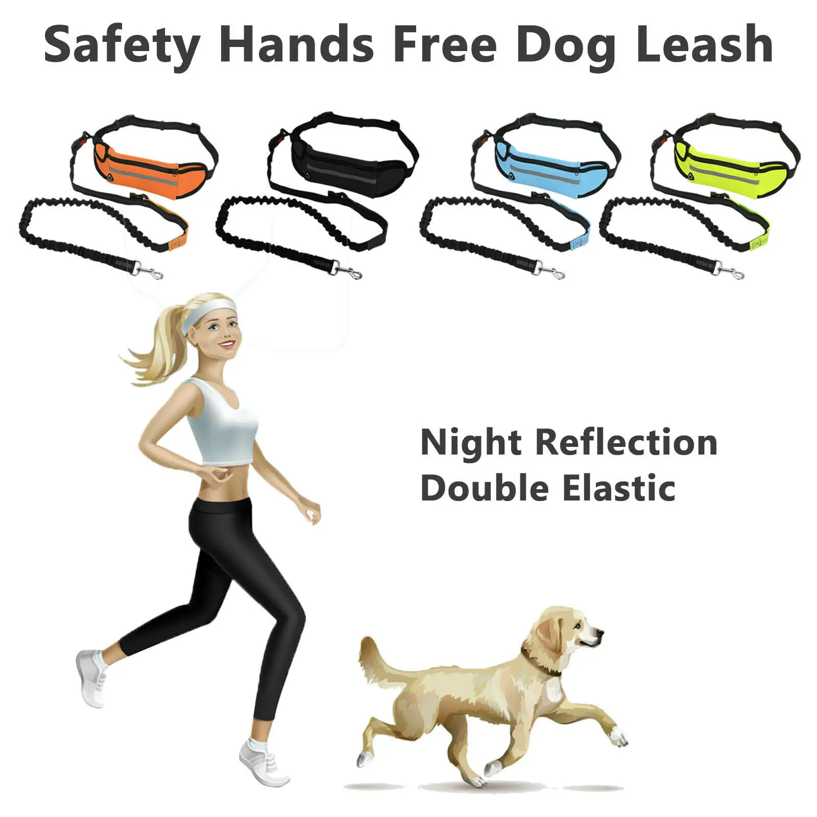 Adjustable Hand Free Dog Leash for Pet Walking Running Jogging Lead Waist Belt Chest Strap | Дом и сад