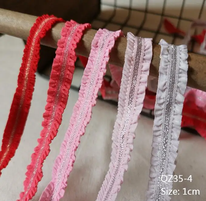 1 м эластичная плиссированная гипюровая кружевная отделка ткань серебряного