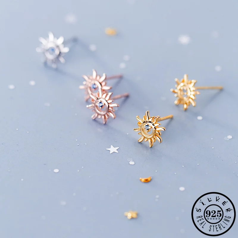 925 стерлингового серебра нежный солнца с мелким синим кубический циркон камень