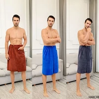 new fashion men wearable bath towel with pocket soft microfiber swimming beach blanket super absorbent shower skirt towels