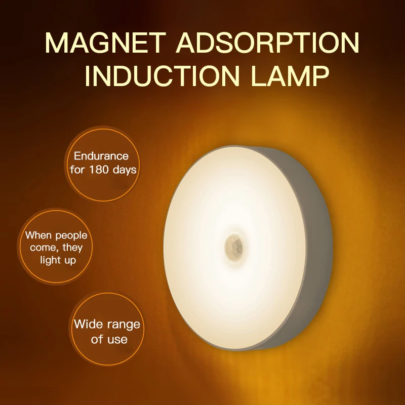 

LED Night Lights Magnetic Motion Sensor Light Indoor USB Rechargeable Wall Lamps Decor Moon Lamp for Bedroom Hallway