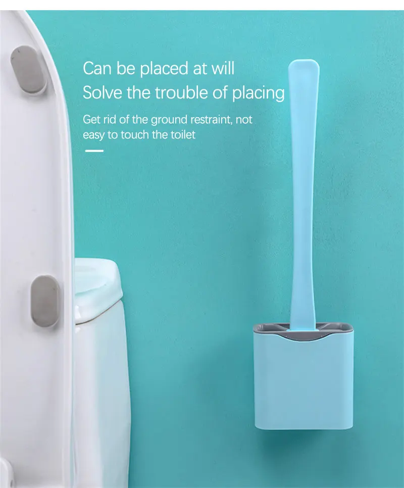 Силиконовая щетка для унитаза с держателем мягкая плоской головкой чистящая