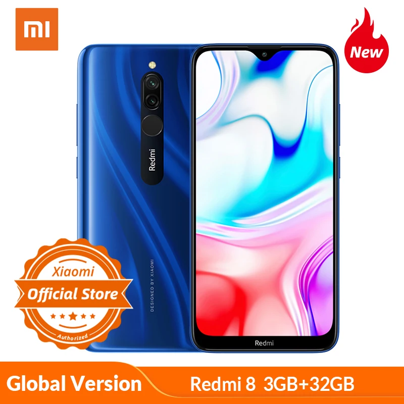 Смартфон Xiaomi Redmi 8 с глобальной версией 3 ГБ 32 5000 мА/ч большая батарея 12 МП