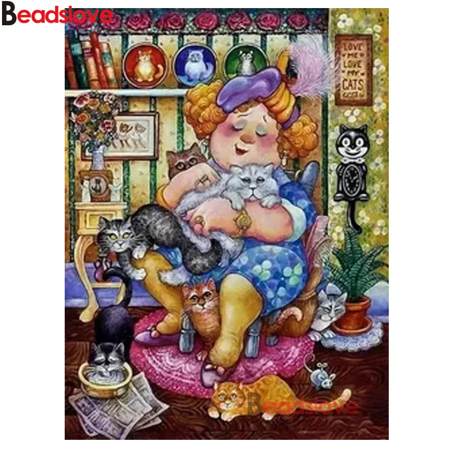 Полностью квадратная круглая Алмазная мозаика с мультяшным изображением