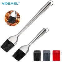 silicone bbq basting brush with stainless steel handle barbecue tools bread cook brushes kitchen accessories camping tools