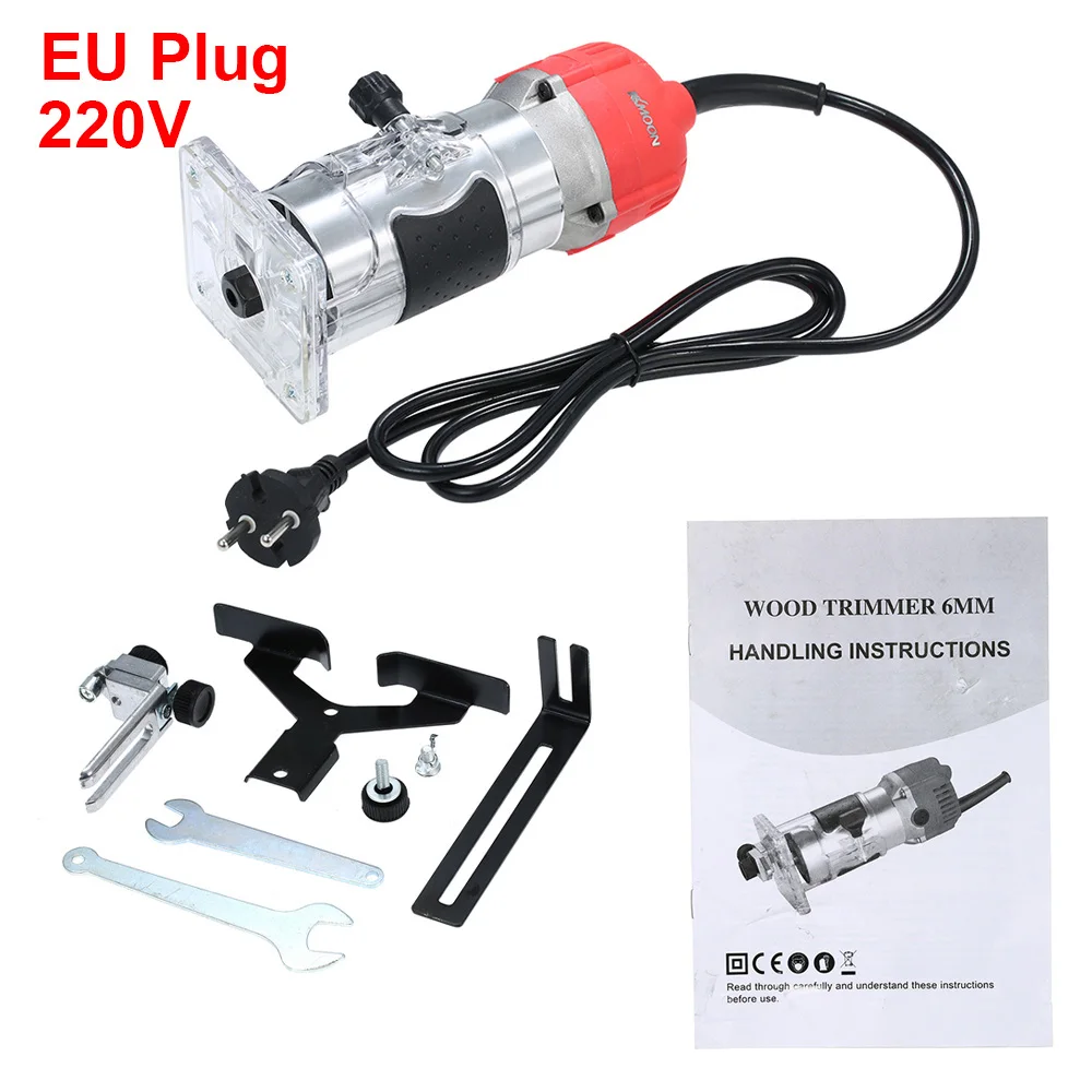 220V EU Plug 800 Вт Электрический триммер для ламината, мини фрезерный станок по дереву, станок для резьбы по дереву, деревообработка столярных изделий, электроинструменты - Цвет: 220V EU Plug