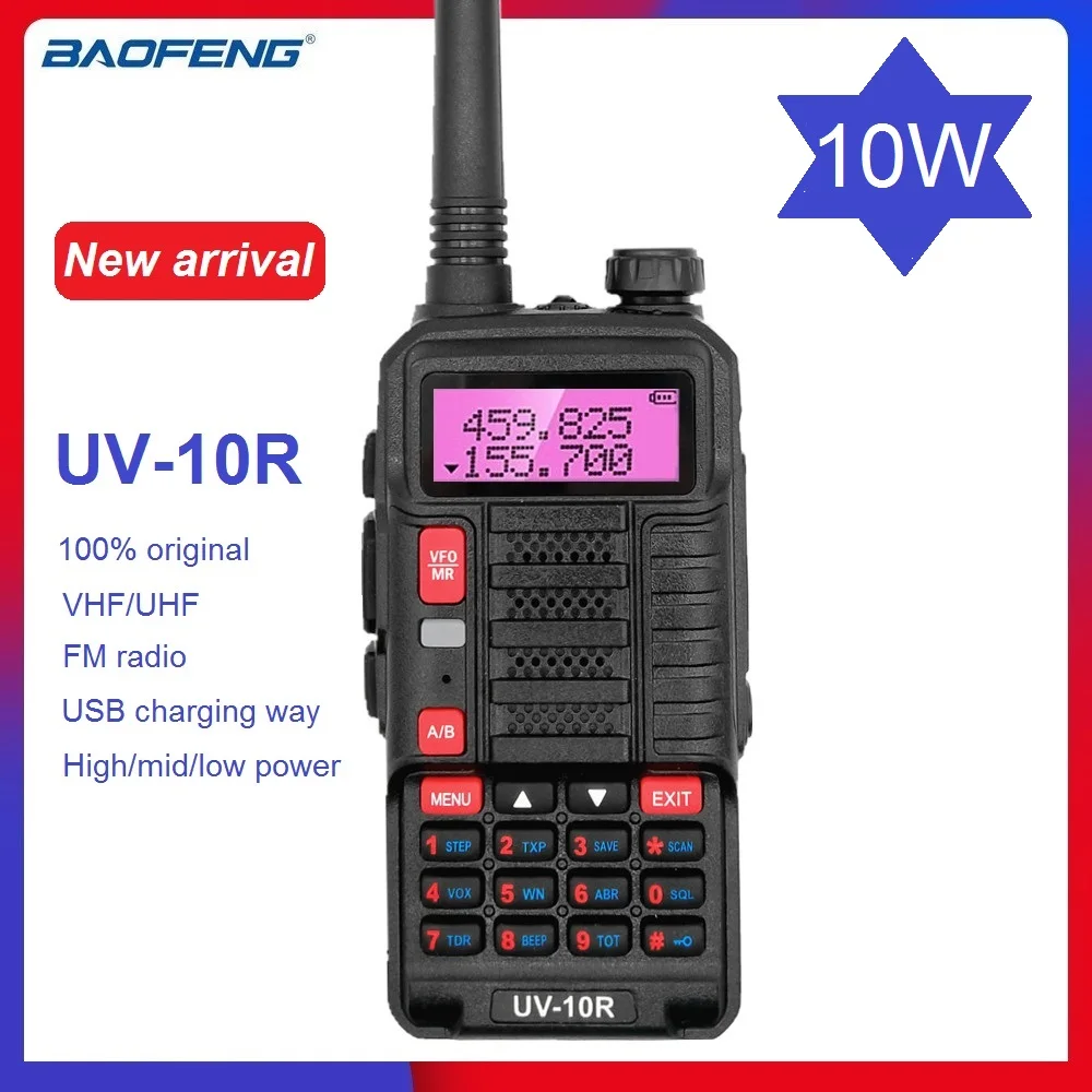 

2020 New BAOFENG UV-10R 10W Powerful Walkie Talkies Update UV-5R Radio Transceiver VHF/UHF BF UV10R USB Charging 2 Way Ham Radio