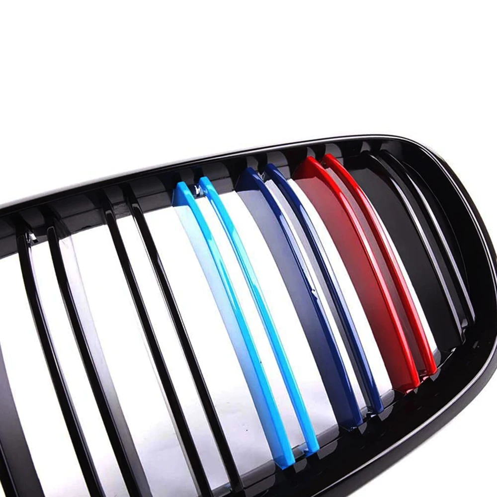 fender car part 2PCS Car Front Bumper Grille Cover Trim For BMW X5 X6 E70 E71 2008-2013 M-Color Kidney Grilles Dual Slat Style Replacement Grill avs bug deflector