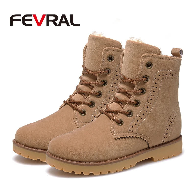 Женские Теплые ботильоны на меху FEVRAL брендовые мягкие удобные ботинки размера