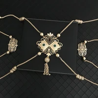 morocco zinc alloy metal body chain handmade necklace wedding dress jewelry brand crystal shoulder chain ethnic accessories
