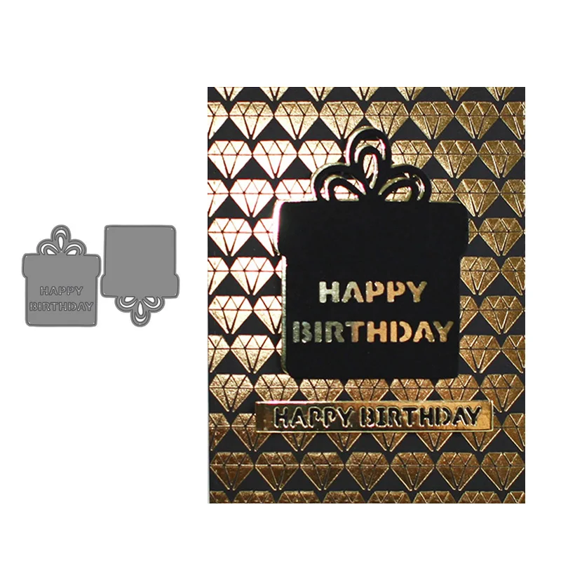 

New Metal Cutting Dies Happy Birthday Gift Box Craft Stencil Diy Scrapbooking Handmade Card Make Shape Album Decor Mold Model