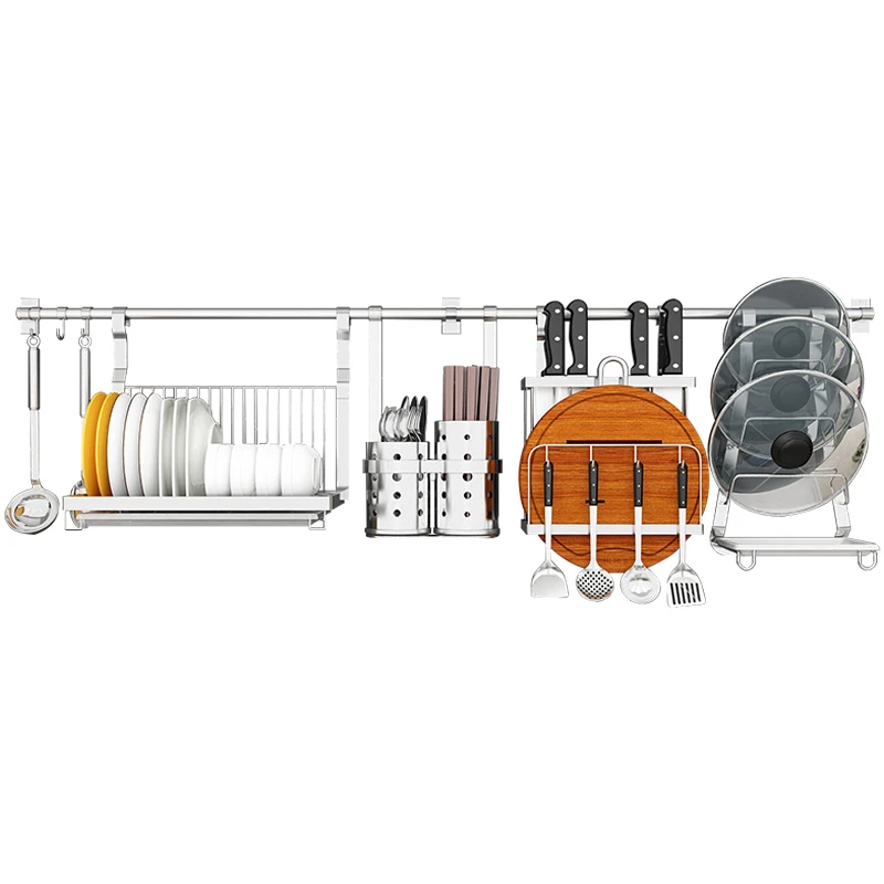 

Кухонная стойка из нержавеющей стали 304, без пробивки отверстий, многофункциональный настенный подвесной крючок, подвесной стержень, подве...